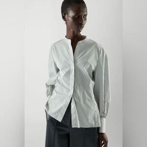 COS Vertical Stripe Band-Collar Shirt